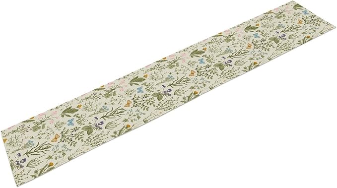 Wildflowers Floral Table Runner, Retro Flower Butterfly Seasonal Spring Summer - Image 8