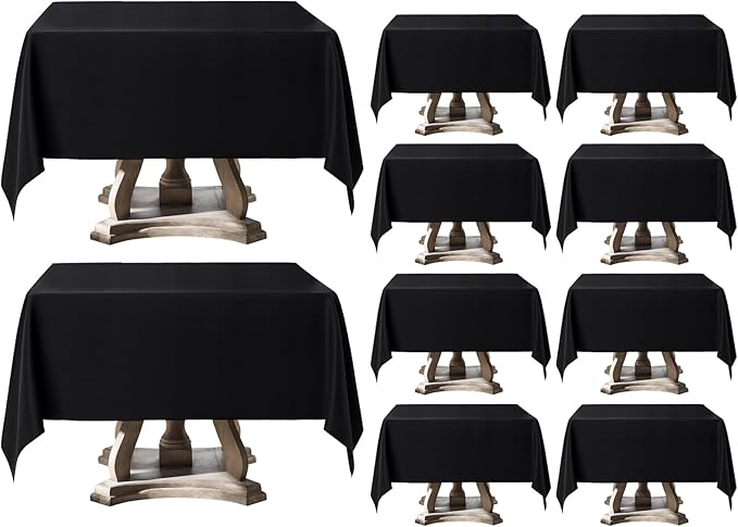 Square Tablecloth 52 x 52 Inch Black 10 Pack Tablecloths Stain-Wrinkle by AOCOZHomeLifeMuseum