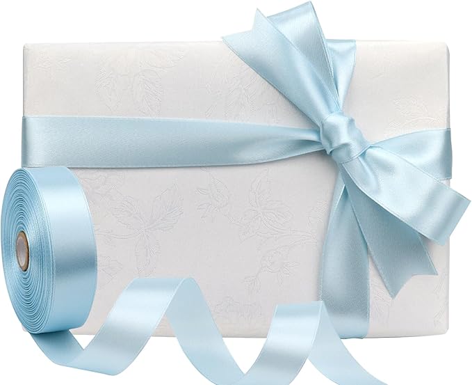 Sky blue Solid Satin Ribbon 1 Inch 50 Yards Solid Polyester Fabric Ribbon - Image 5