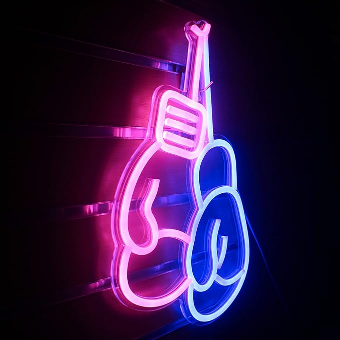 Lucunstar Boxing Gloves Neon lights Pink Blue LED Light Sign Boxing Gloves Neon - Image 2
