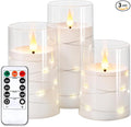 NURADA Flickering Flameless Candles: Built-in Star String Lights Acrylic 3D by NURADA