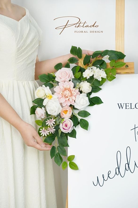 Wedding Decor Welcome Sign Flower Backdrop Garland - Image 5