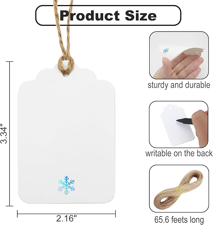 100Pcs Blank Gift Tags with String Iridescent Foil Snowflake Large Gift Tags - Image 6