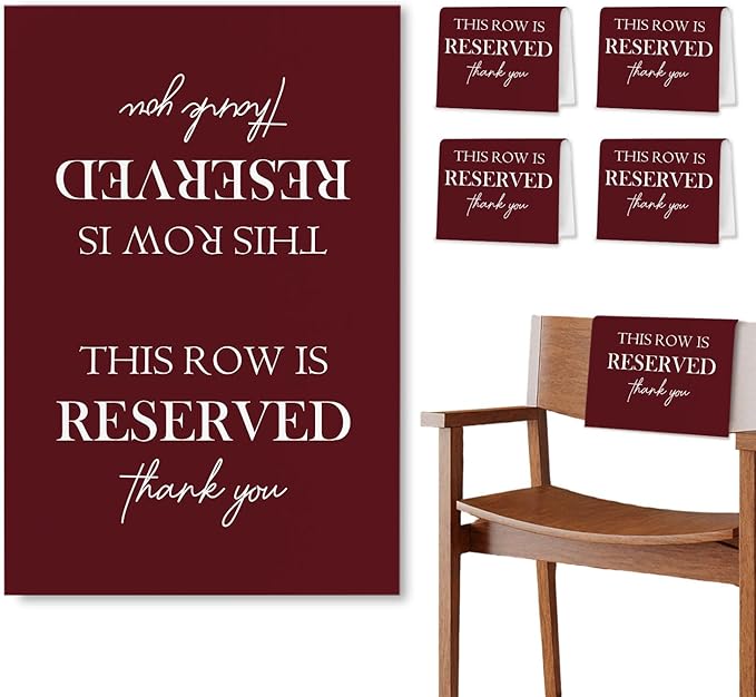 Reserved Seating Chair Signs, This Row Is Reserved Pew Cloths Seating by Unknown