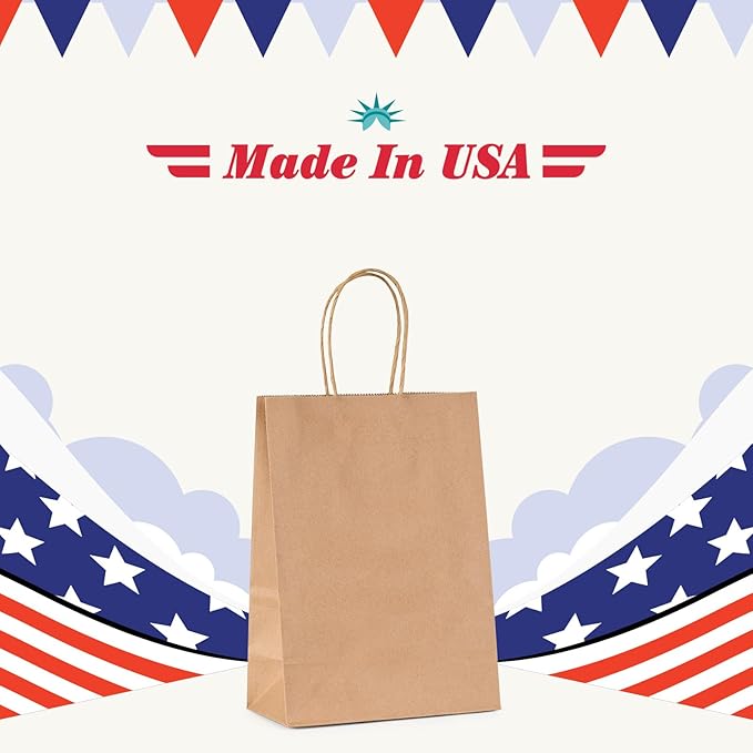 GSSUSA 200 Pack Brown Paper Bags 5.25x3.75x8 Inch Small Gift Bags - Image 7