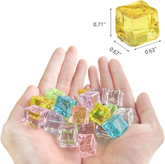 HappyFiller 76 PCS Crystal Square Small Acrylic Ice Cubes Clear Artificial Ice - Image 2