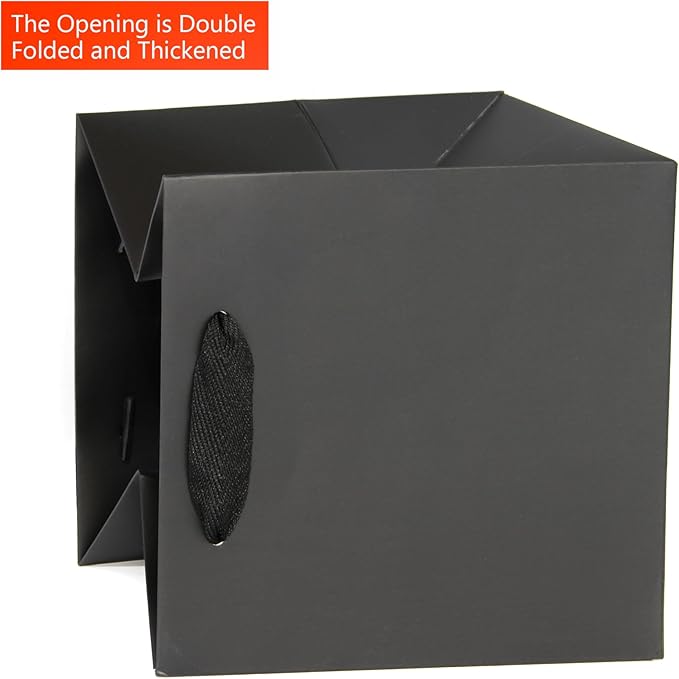 Black Paper Gift Bag 4 in Paper Box Small Square Bottom Paper Bags - Image 3