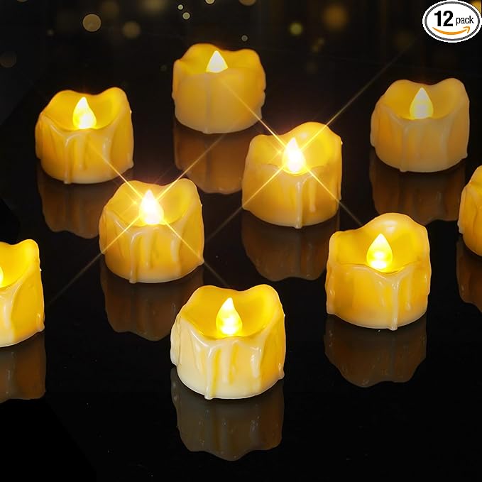 Homemory 12Pcs Timer Tea Lights, Flameless Flickering Auto Tea Lights Battery by Homemory