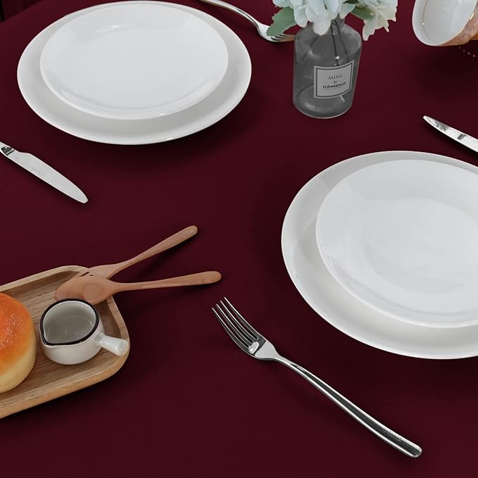 sancua 2 Pack Round Tablecloth 60 Inch Burgundy, Stain and Wrinkle Resistant - Image 8