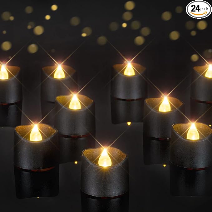 Homemory Black Tea Lights Candles Battery Operated, 200+Hour Flameless by Homemory
