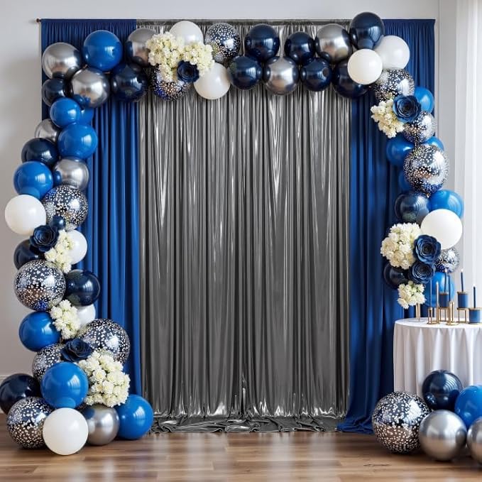 gogoparti 10x10FT Charcoal Silver Sequin Backdrop Curtain - Image 8