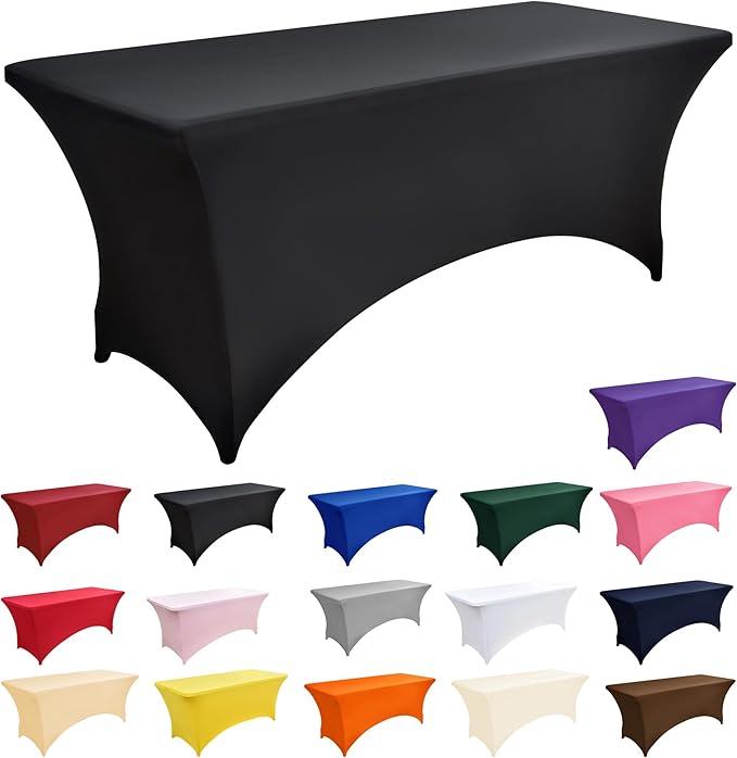 2-Pack 8ft Black Spandex Table Covers - Image 3