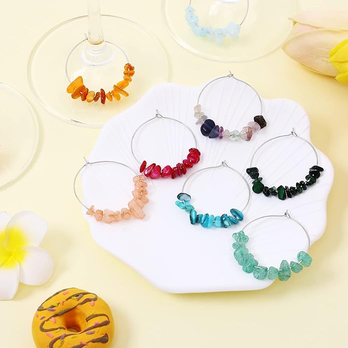 Pride & Par 24 Pcs Nature Gemstone Beads Glass Charms - Image 8