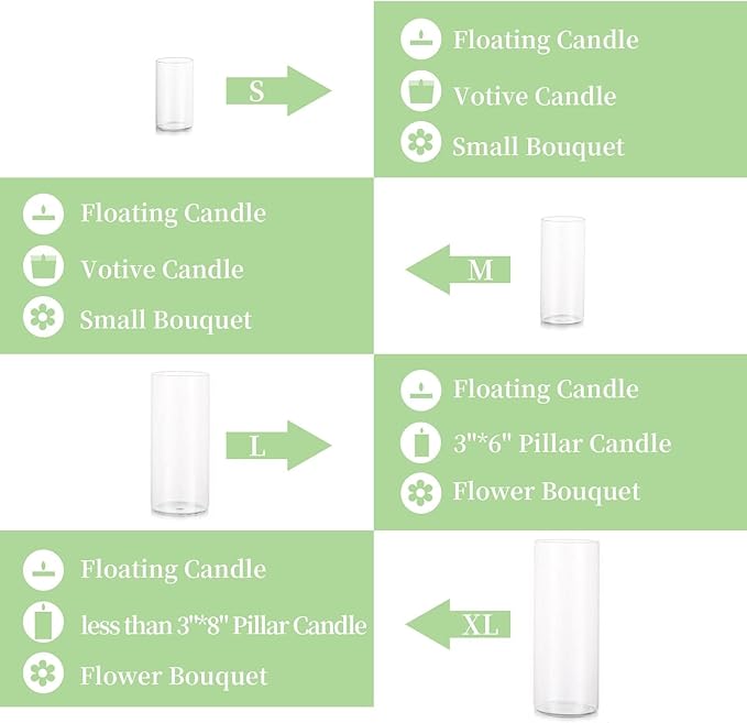 Glasseam Clear Cylinder Vases for Centerpieces, Glass Cylinder Vase Set of 30 - Image 6