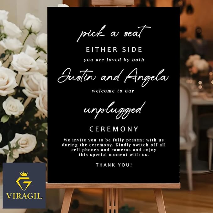Minimalist Pick a Seat & Unplugged Wedding Sign – Custom Outdoor Yard Sign – - Image 4