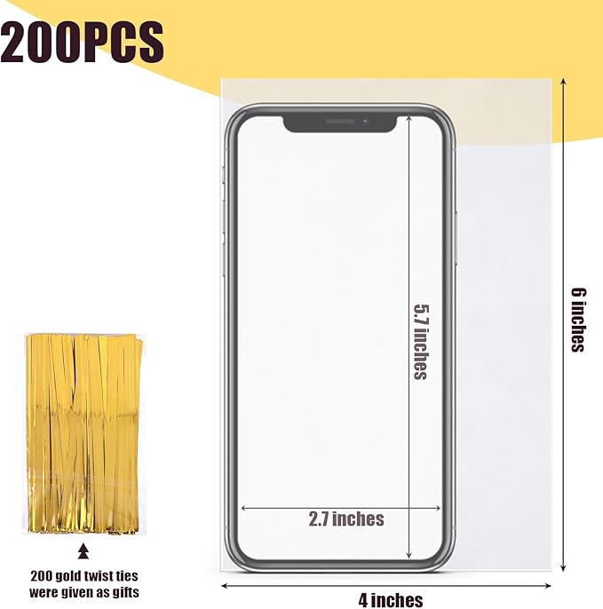 VGOODALL 200 Pack Goodie Bags, Cellophane Treat Bags - Image 4