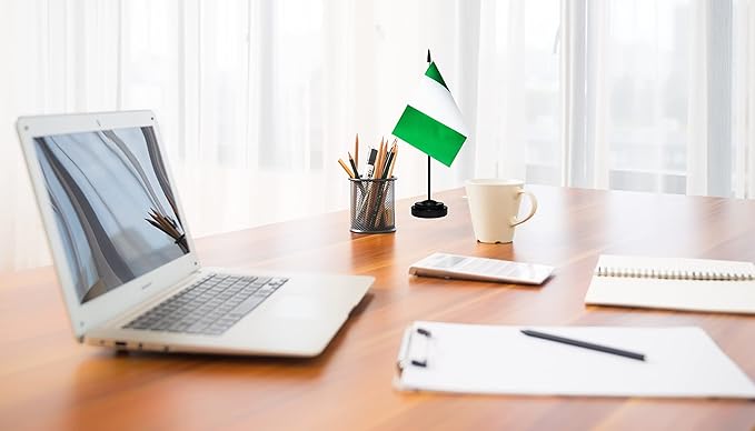 Nigeria Nigerian Deluxe Desk Flag Set Small Mini Miniature Nigeria Nigerian - Image 4