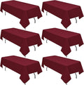 6 Pack Burgundy Tablecloths for 8ft Rectangle Tables 60 x 126 Inch by REWOMC