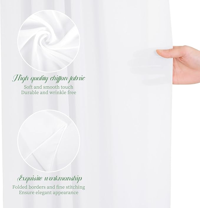 Wedding Arch Draping Fabric, 8 Panels 28" x 20ft White Sheer Chiffon Curtain - Image 3