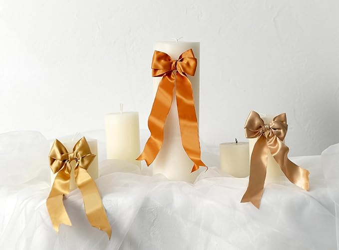 Gold Satin Ribbon Double-Faced Wired Ribbons - Image 5