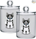2 Pack Qtip Dispenser Apothecary Jars Dog Bathroom Organizer, Siberian Husky by Gredecor