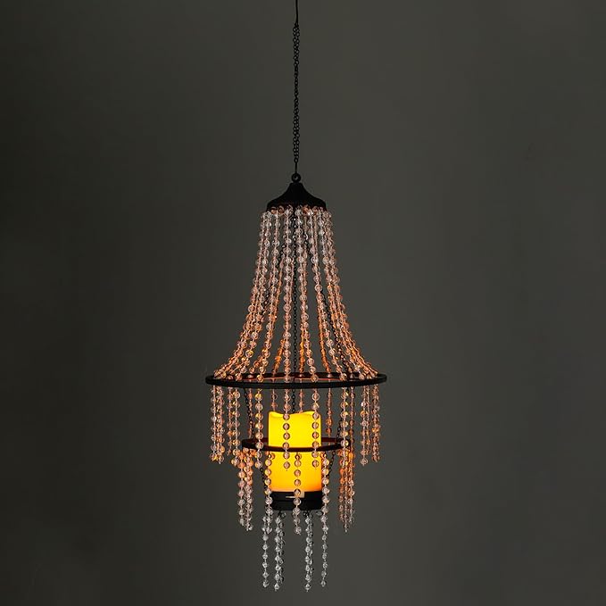 Battery Operated Hanging Chandelier Outdoor Indoor, 28” Modern Acrylic Crystal - Image 9