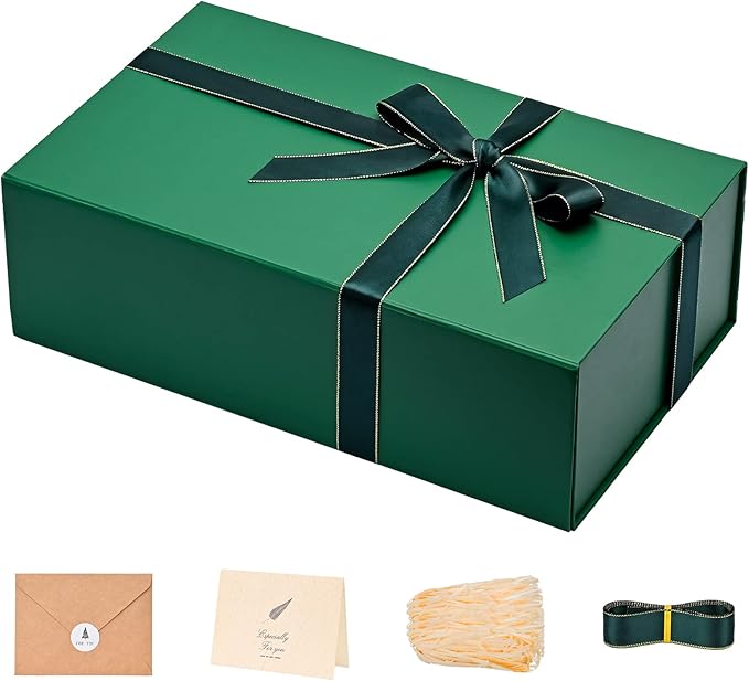 LIFELUM Green Gift Box for Presents 1 Pack 13.85 x 8.35 x 4.45 inch Big by LIFELUM
