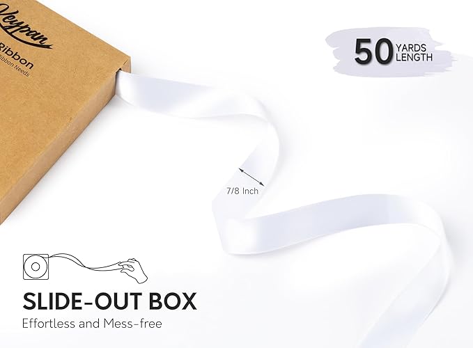 White Satin Ribbon 7/8 Inch x 50 Yards Double-Faced Hair Ribbons - Image 2