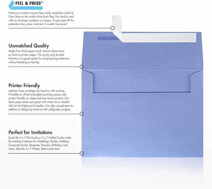 LUXPaper A7 Invitation Envelopes | Peel & Press | 5 1/4" x 7 1/4" | Vista - Image 8