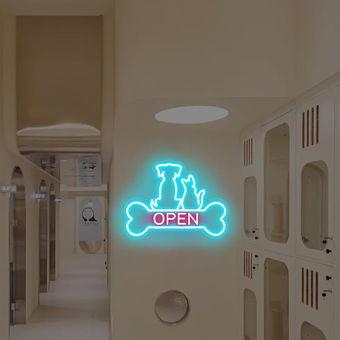 Pet Shop Open Neon Sign LED Dog And Cat Open Sign Bright Pet Grooming Salon - Image 5