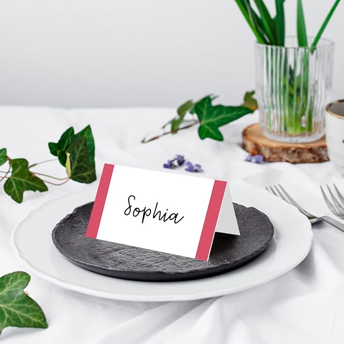 25 Pack Rose Red Place Cards, Editable Name Cards - Image 4