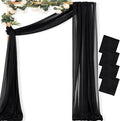 MLMC Black Wedding Arch Draping Fabric 4 Panels 29" x 20 FT Extra Long Gauze by MLMC