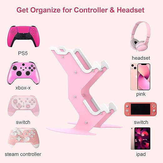 Controller Holder Pink, Game Controller Rack Headset Stand - Image 2