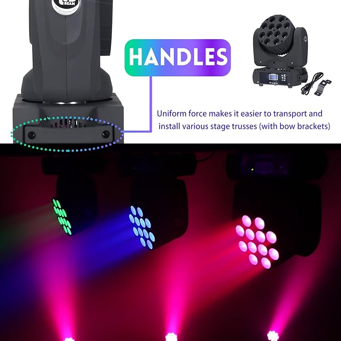 Moving Head Light Beam Wash 12x12W LED Stage Lighting RGBW 4in1 Professional - Image 3