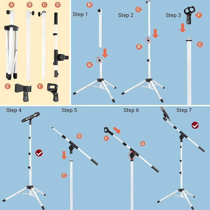 CAHAYA Microphone Stand Tripod Boom Arm Floor Mic Stand - Image 7