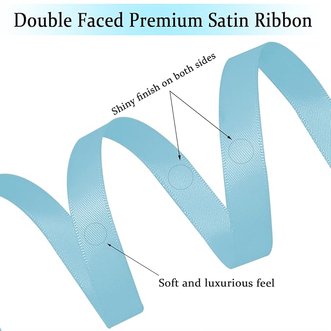 Light Blue Satin Ribbon Double Faced Satin 1/2 inch x 55 Yards Polyester Ribbon - Image 3