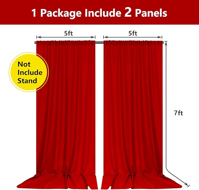 10ft x 7ft Red Backdrop Curtains - Image 3