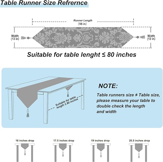 HeMiaor Luxurious Table Runners 98 inches Chenille Jacquard Fabric - Image 2