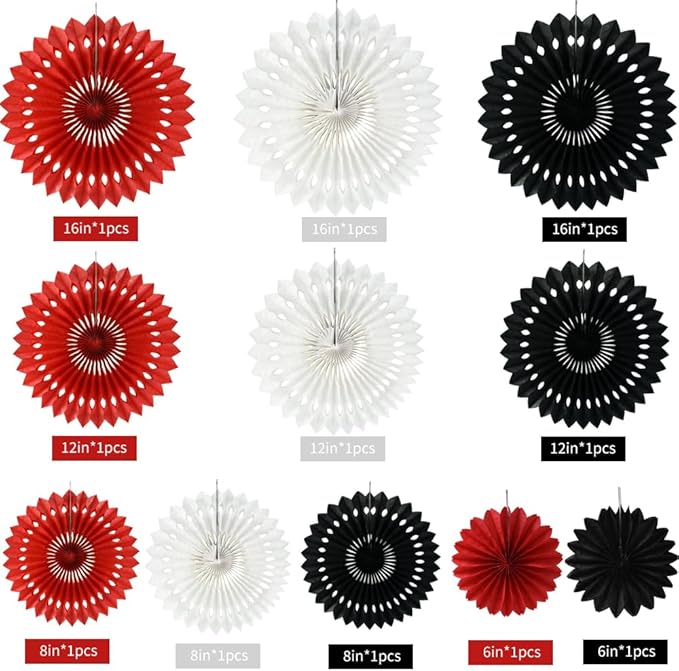 BEISHIDA Red Black White Hanging Honeycomb Round Paper Fans Decoration Tissue - Image 2