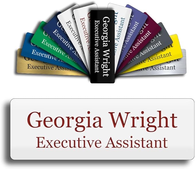 Custom Engraved Name Tag 1" x 3" Personalized Badge Magnetic or Pin Backing by GemAwards