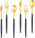 Rubtlamp 96 Pcs Gold Disposable Silverware, Plastic Cutlery, 32Knives by Rubtlamp