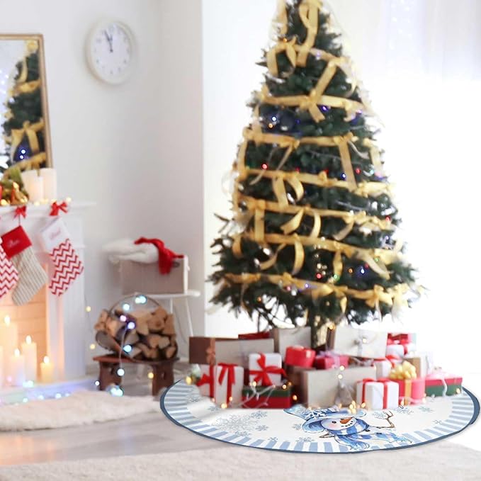 Let It Snow Snowman Christmas Tree Skirt 36 Inches, Winter Xmas Tree Mat - Image 7