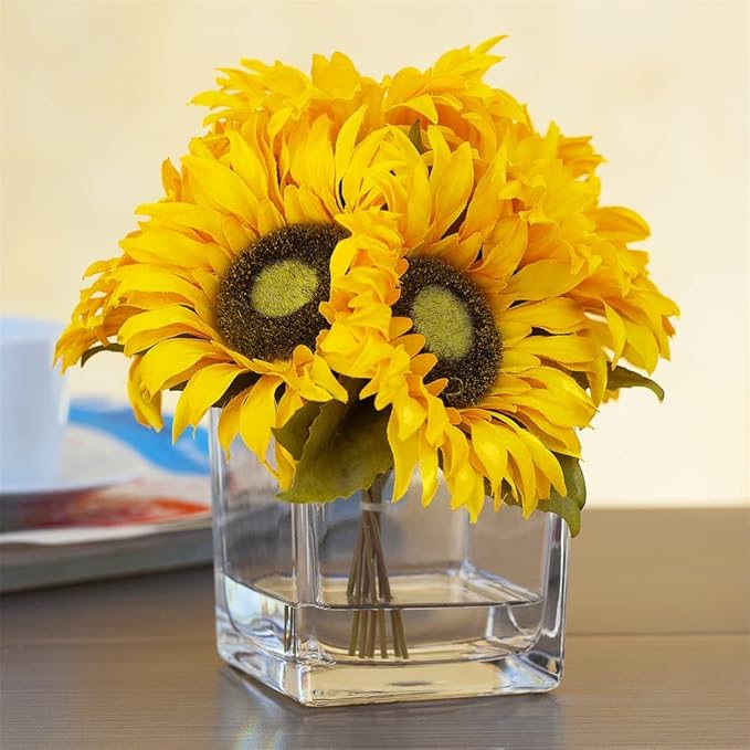Enova Floral Set of 4 Cube Glass Vase, Floating Candle Holders, Table - Image 4