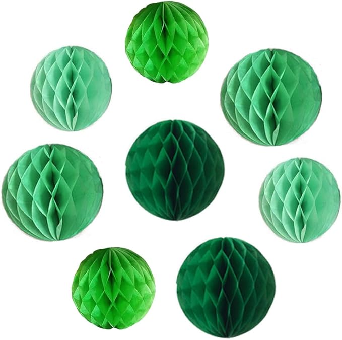 8pc Honeycomb Balls Party Decorations 6'' 8'' Tissue Paper Pom Poms Flower - Image 2