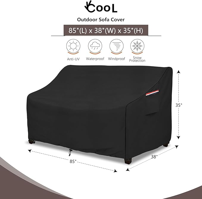 okcool Heavy Duty Patio Sofa Cover, 100% Waterproof 3-Seater Outdoor Sofa Cover - Image 2