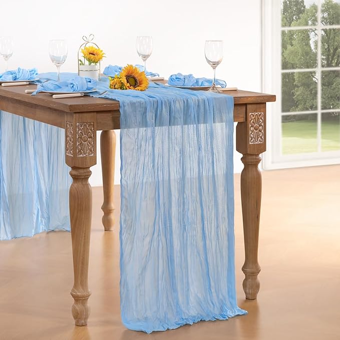 Baby Blue Cheesecloth Table Runner 6 Pack Fall Table Runners Boho Gauze 120 - Image 6