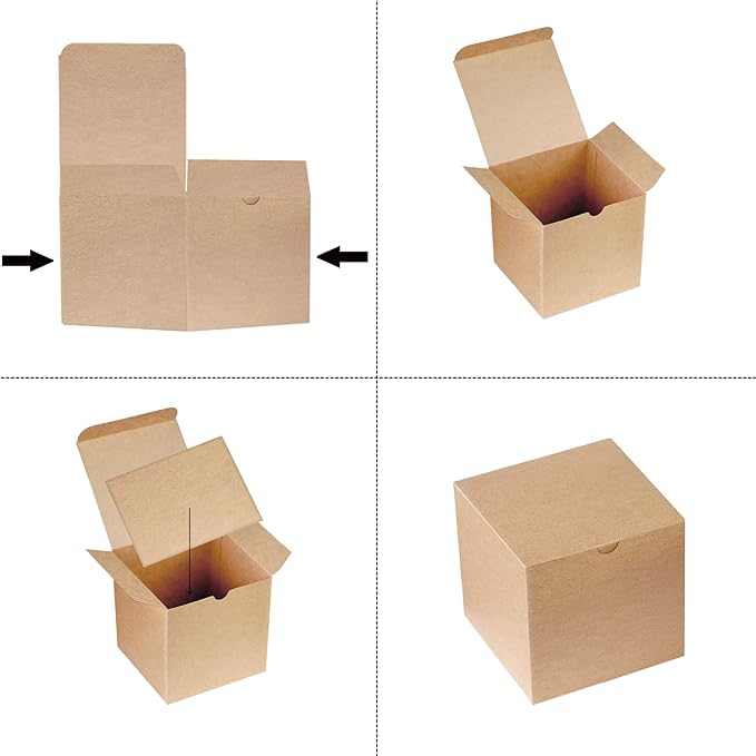 Xxcxpark 48 PCS Brown Gift Boxes 4x4x4 inches, Decorative Party Favor Gift - Image 5