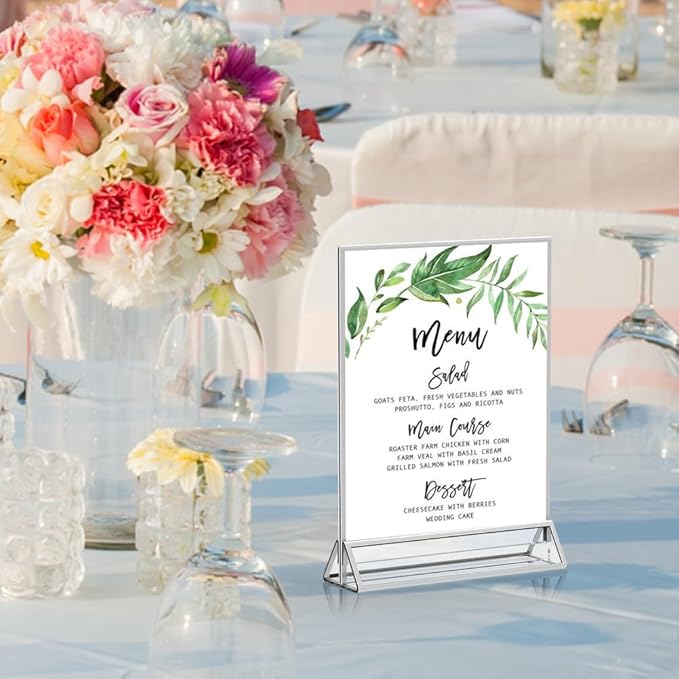 5X7 Acrylic Sign Holder 12 Pack, Double Sided Silver Picture Frames Clear - Image 3