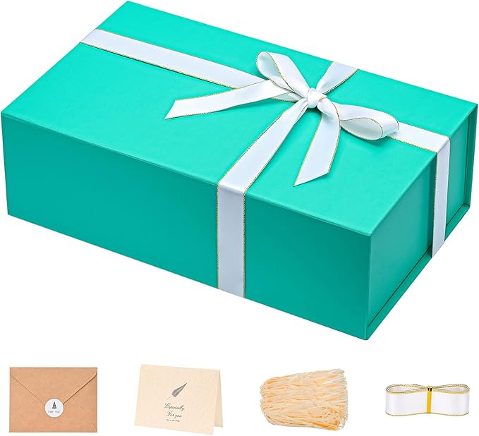 LIFELUM Green Blue Gift Box 13.85 x 8.35 x 4.45 inch, 1 Pack Big Gift Box by LIFELUM