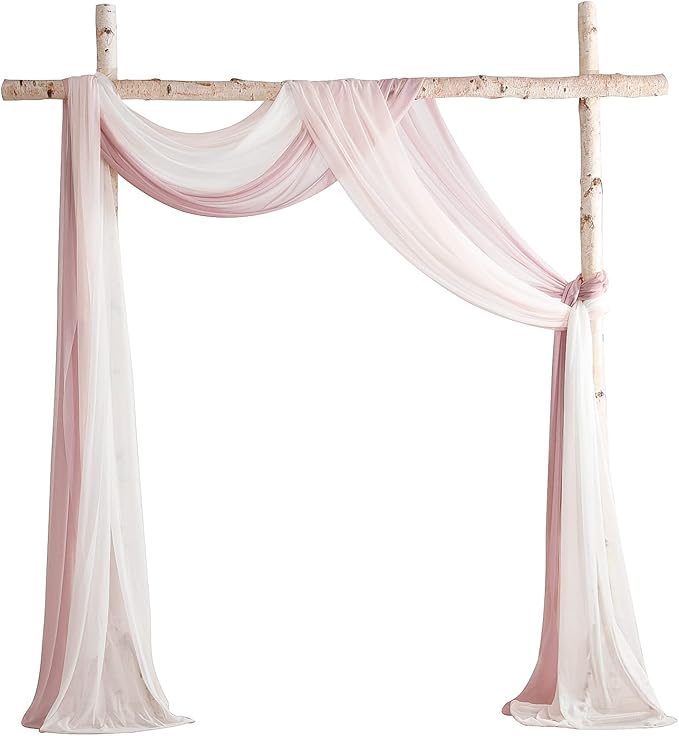 Floroom Wedding Arch Draping Fabric 3 Panels 20Ft Chiffon Fabric Drapes Arbor by Floroom